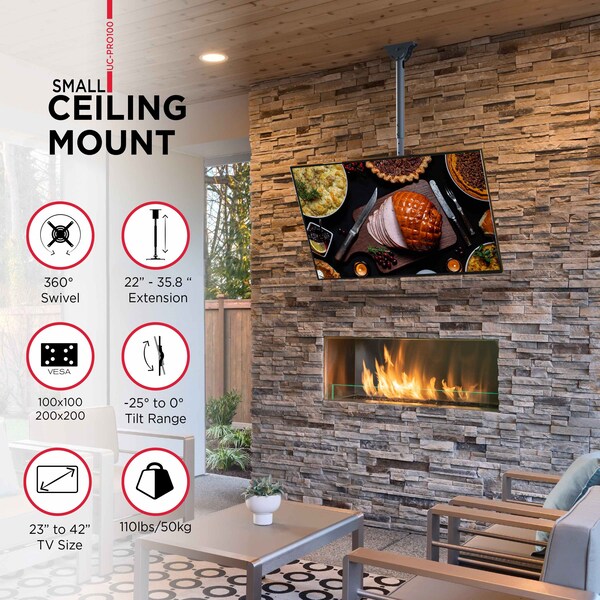 Promounts Ceiling TV Mount for TVs 23 in. - 42 in. Up to 110 lbs - UC-PRO100