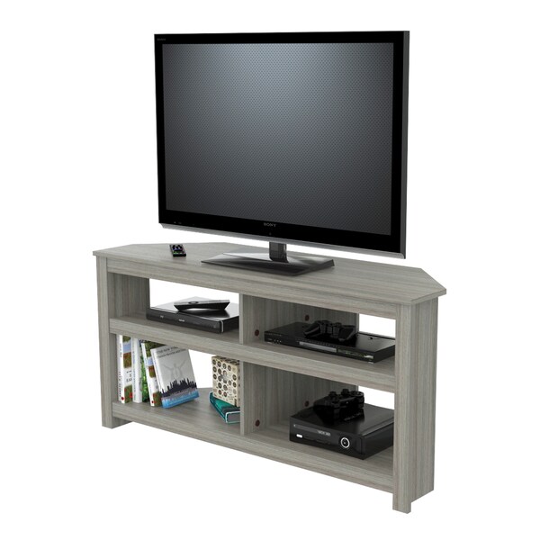 Inval Corner TV Stand 50 in. W Smoked Oak Fits TVs Up to 50 in. with Cable Management - MTV-17019