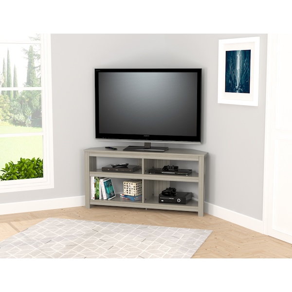 Inval Corner TV Stand 50 in. W Smoked Oak Fits TVs Up to 50 in. with Cable Management - MTV-17019