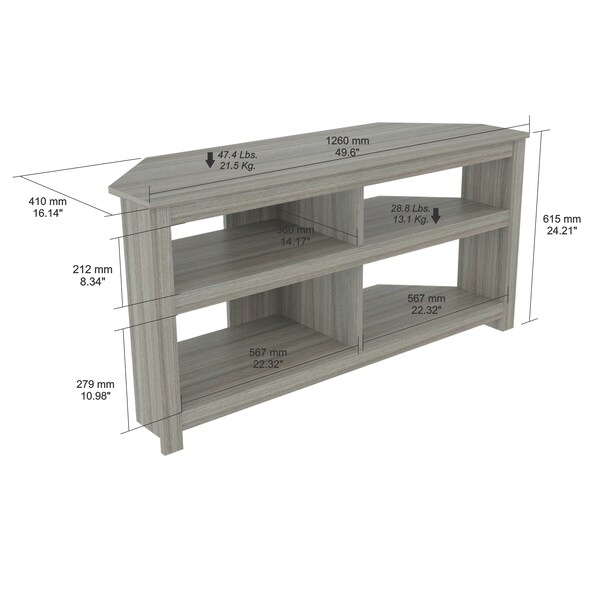 Inval Corner TV Stand 50 in. W Smoked Oak Fits TVs Up to 50 in. with Cable Management - MTV-17019