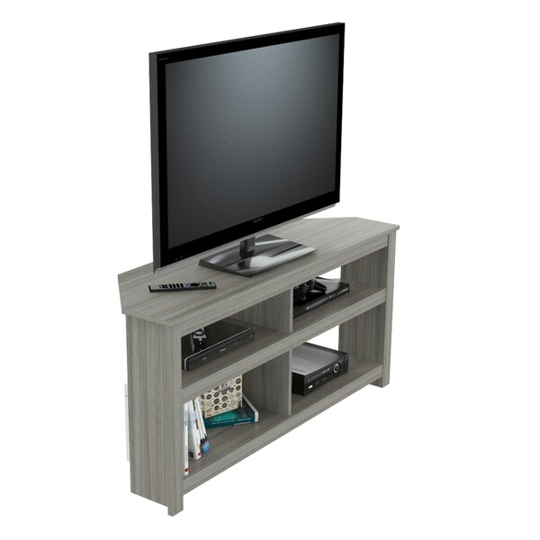 Inval Corner TV Stand 50 in. W Smoked Oak Fits TVs Up to 50 in. with Cable Management - MTV-17019