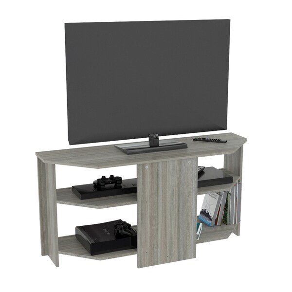 Inval Corner TV Stand 50 in. W Smoked Oak Fits TVs Up to 50 in. with Cable Management - MTV-17019