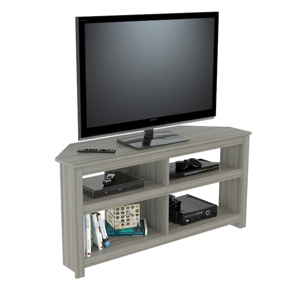 Inval Corner TV Stand 50 in. W Smoked Oak Fits TVs Up to 50 in. with Cable Management - MTV-17019