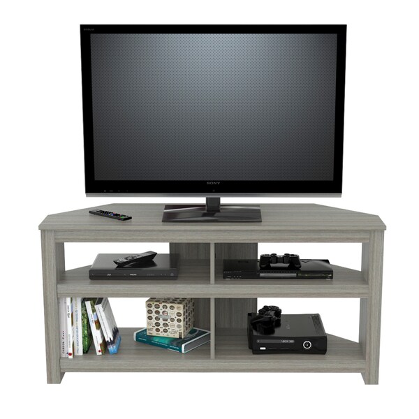 Inval Corner TV Stand 50 in. W Smoked Oak Fits TVs Up to 50 in. with Cable Management - MTV-17019