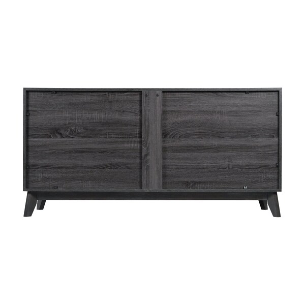 Flash Furniture Hatfield 60 Inch 4 Door Storage Buffet Sideboard, TV Stand for up to 64 TV's, Black Wash - EM-0372-BK-GG
