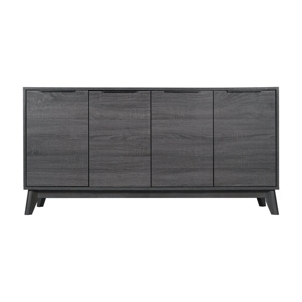 Flash Furniture Hatfield 60 Inch 4 Door Storage Buffet Sideboard, TV Stand for up to 64 TV's, Black Wash - EM-0372-BK-GG