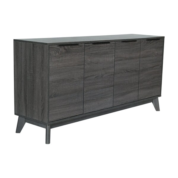Flash Furniture Hatfield 60 Inch 4 Door Storage Buffet Sideboard, TV Stand for up to 64 TV's, Black Wash - EM-0372-BK-GG