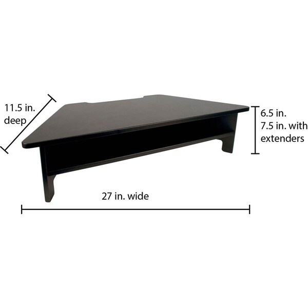Victor Technology Victor High Rise Monitor Stand - 7.50" Height x 27" Width x 11.50" Depth - Wood, Laminate - Black - DC050
