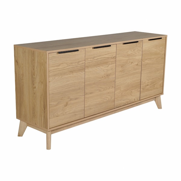 Flash Furniture Hatfield 60 Inch 4 Door Storage Buffet Sideboard, TV Stand for up to 64 TV's, Light Natural - EM-0372-LTNAT-GG
