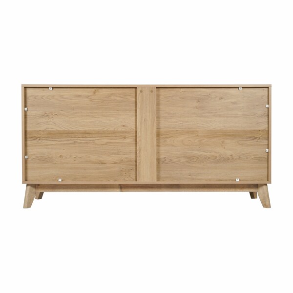 Flash Furniture Hatfield 60 Inch 4 Door Storage Buffet Sideboard, TV Stand for up to 64 TV's, Light Natural - EM-0372-LTNAT-GG