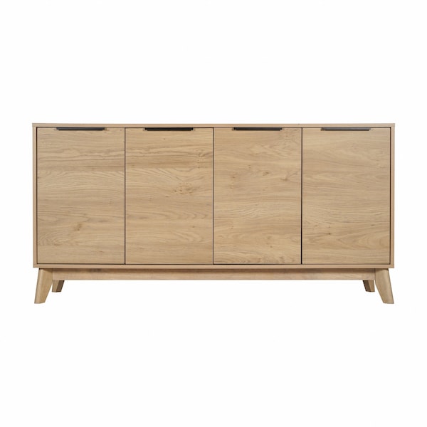 Flash Furniture Hatfield 60 Inch 4 Door Storage Buffet Sideboard, TV Stand for up to 64 TV's, Light Natural - EM-0372-LTNAT-GG