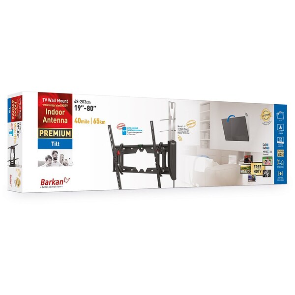 Barkan Barkan 19 - 83 inch Tilt Flat / Curved TV Wall Mount with Integrated HDTV Indoor Antenna 5dB Gain - VTM410