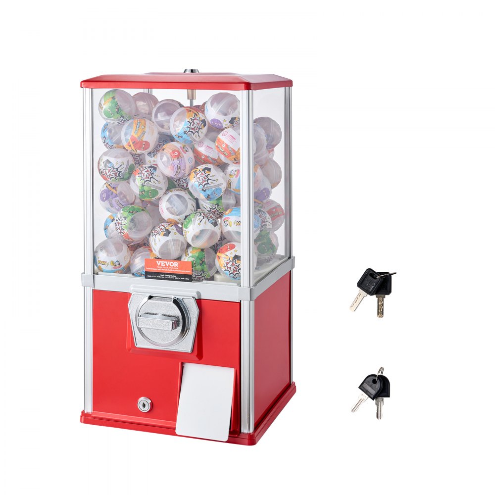VEVOR 21"H Gumball Machine Vending Coin Bank Vintage Gumballs Dispenser PS Red - TSTGFMJ1FX21PF0UBV0
