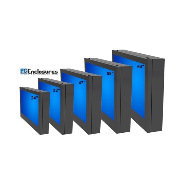 Pc Enclosures Black Powder Coated Steel - Fits up to 24" TV Screen - 24 LCD GUARDIAN