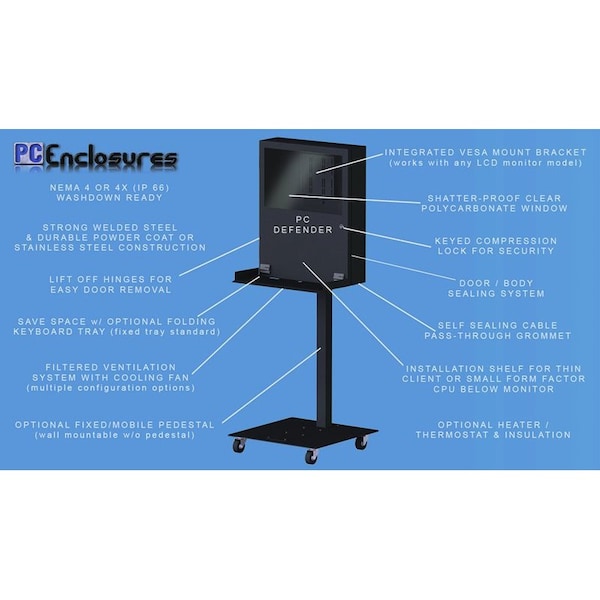 Pc Enclosures Computer & Monitor Enclosure - Stainless Steel - PC DEFENDER STAINLESS STEEL