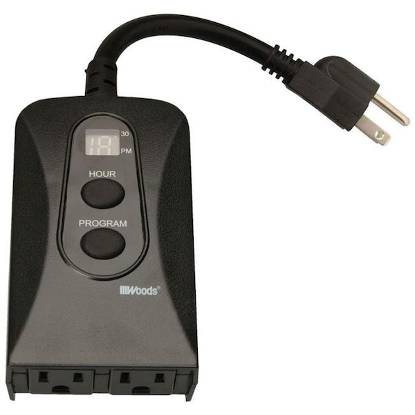 Southwire Woods 50016WD Woods Digital Outdoor Block Heater Timer with Daily Settings 3 Conductor; Black - 3435393