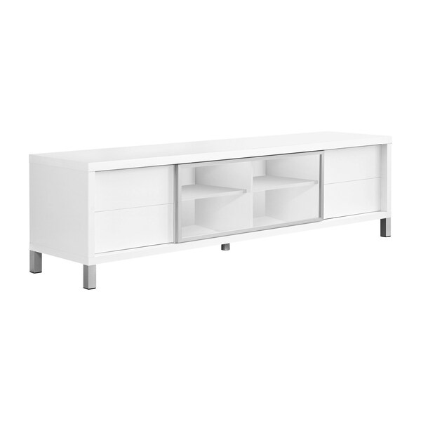 Monarch Specialties Tv Stand, 71 Inch, Console, Storage Cabinet, Living Room, Bedroom, Laminate, White - I 2537