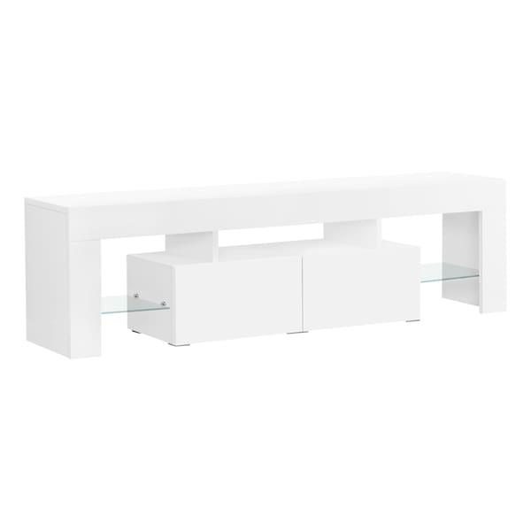 Monarch Specialties Tv Stand, 63 Inch, Console, Storage Cabinet, Living Room, Bedroom, Laminate, Glossy White - I 3548