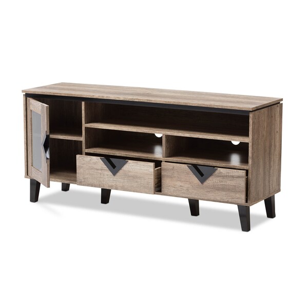 Baxton Studio Cardiff Modern Light Brown Wood 55-Inch TV Stand - 137-7560