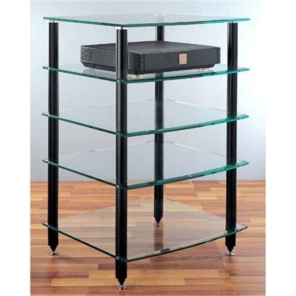 Vti Manufacturing VTI Manufacturing AGR405B 4 Black Poles 5 Glass Shelves AV Stand - AGR405B
