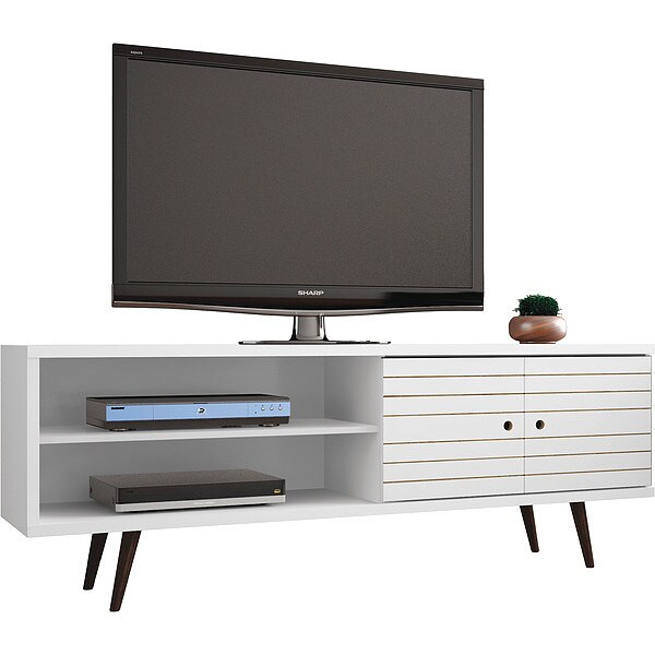 Manhattan Comfort TV Stand, Mid Century, White, 62.99" - 201AMC6