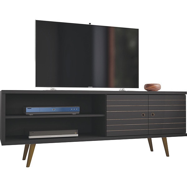 Manhattan Comfort TV Stand, Mid Century, Black, 62.99" - 201AMC8