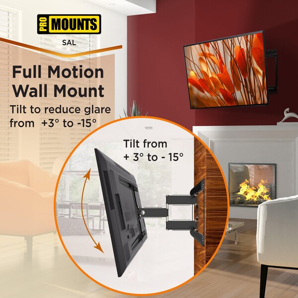 Promounts Full Motion TV Wall Mount for TVs 37 in. - 85 in. Up to 120 lbs - SAL