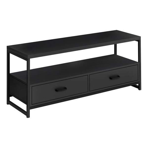 Monarch Specialties Tv Stand, 48 Inch, Console, Storage Drawers, Living Room, Bedroom, Laminate, Black - I 2870