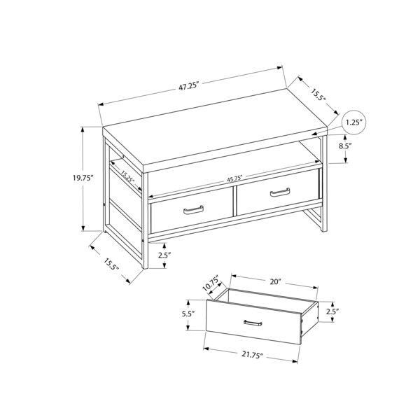 Monarch Specialties Tv Stand, 48 Inch, Console, Storage Drawers, Living Room, Bedroom, Laminate, Black - I 2870
