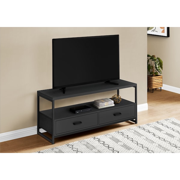 Monarch Specialties Tv Stand, 48 Inch, Console, Storage Drawers, Living Room, Bedroom, Laminate, Black - I 2870
