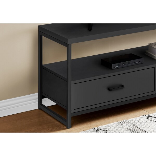Monarch Specialties Tv Stand, 48 Inch, Console, Storage Drawers, Living Room, Bedroom, Laminate, Black - I 2870