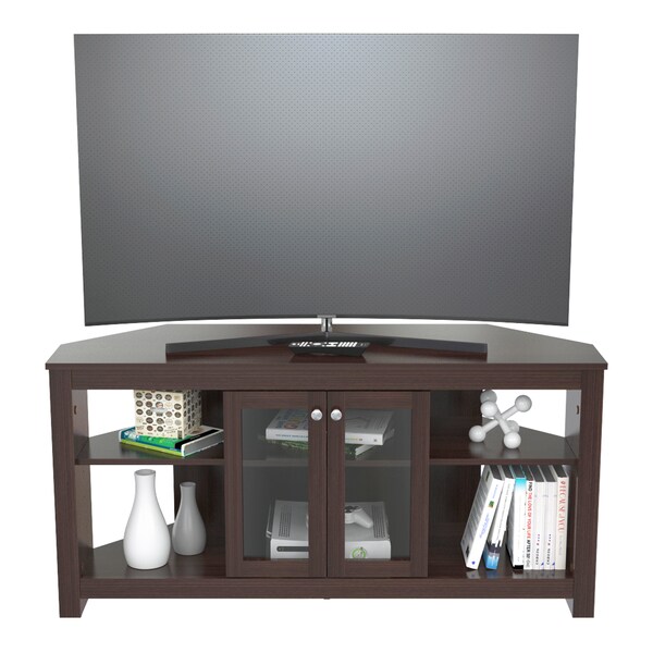 Inval Corner TV Stand 49 in. W Espresso Fits TVs Up to 60 in. with Adjustable Shelves - MTV-19419