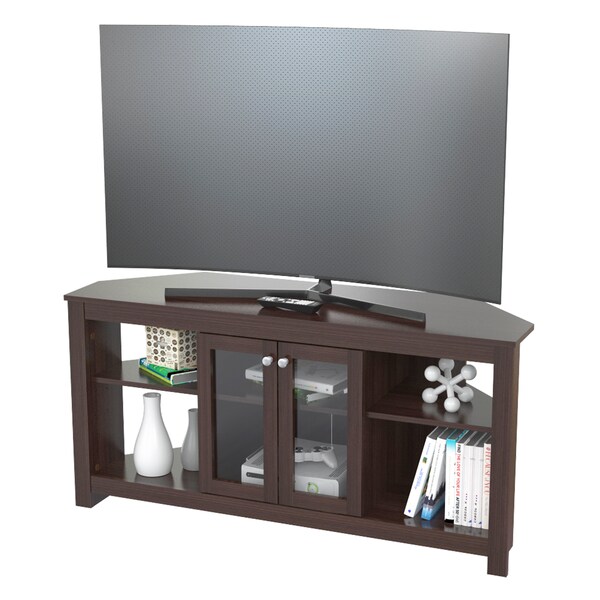 Inval Corner TV Stand 49 in. W Espresso Fits TVs Up to 60 in. with Adjustable Shelves - MTV-19419