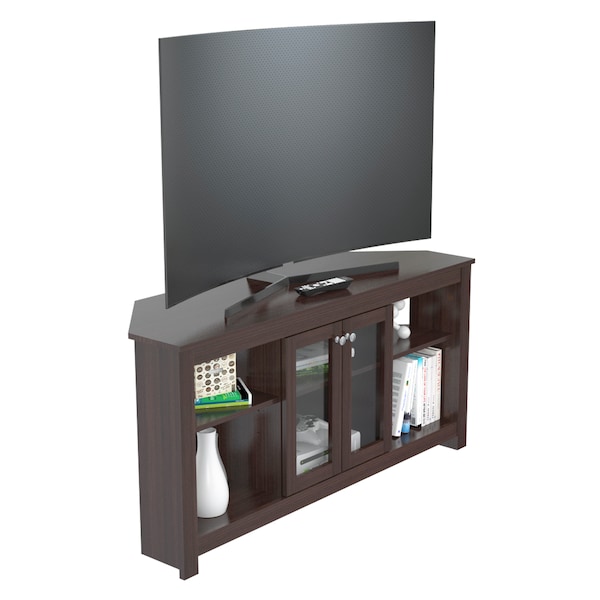 Inval Corner TV Stand 49 in. W Espresso Fits TVs Up to 60 in. with Adjustable Shelves - MTV-19419