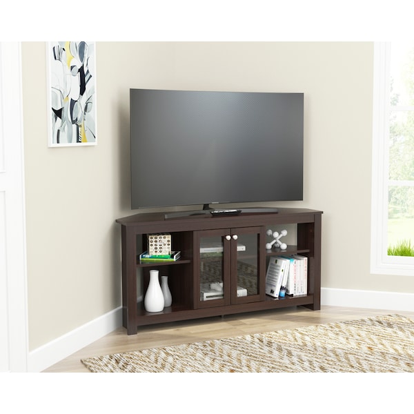 Inval Corner TV Stand 49 in. W Espresso Fits TVs Up to 60 in. with Adjustable Shelves - MTV-19419