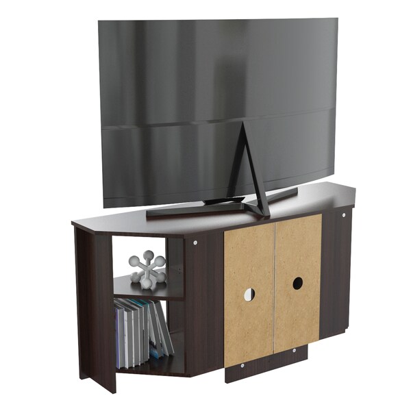Inval Corner TV Stand 49 in. W Espresso Fits TVs Up to 60 in. with Adjustable Shelves - MTV-19419
