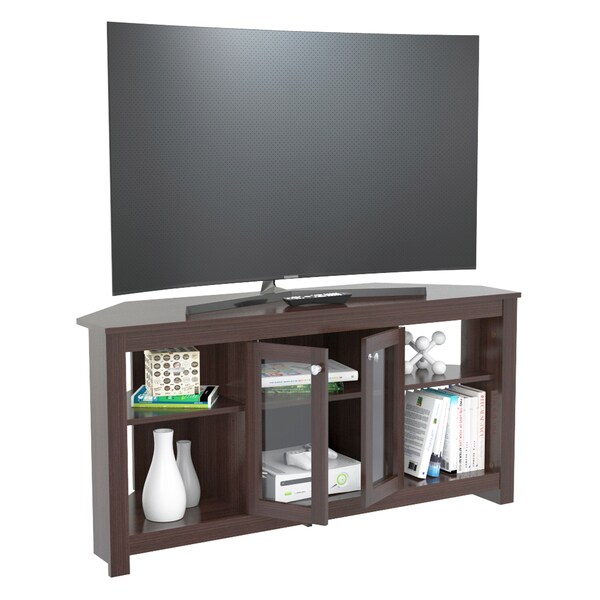 Inval Corner TV Stand 49 in. W Espresso Fits TVs Up to 60 in. with Adjustable Shelves - MTV-19419