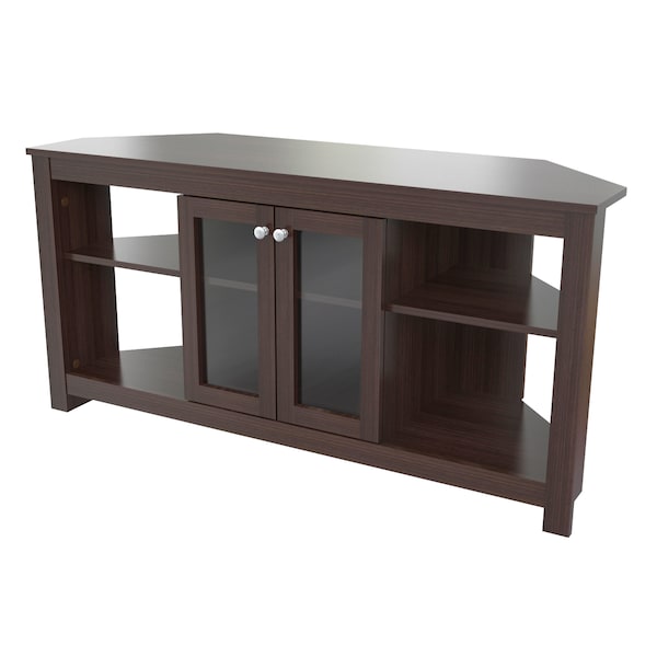 Inval Corner TV Stand 49 in. W Espresso Fits TVs Up to 60 in. with Adjustable Shelves - MTV-19419
