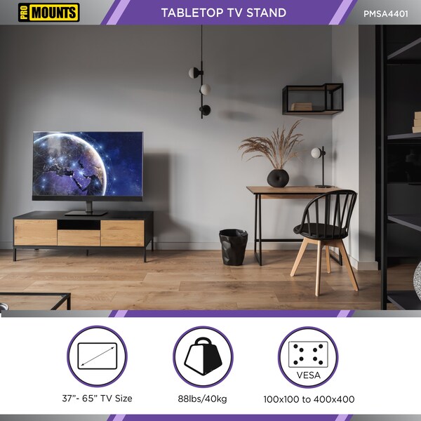 Promounts Tabletop TV Stand with Mount for TVs 37 in. - 60 in. Up to 88 lbs - PMSA4401