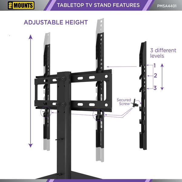 Promounts Tabletop TV Stand with Mount for TVs 37 in. - 60 in. Up to 88 lbs - PMSA4401