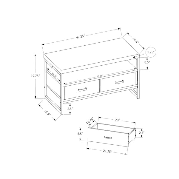 Monarch Specialties Tv Stand, 48 Inch, Console, Storage Drawers, Living Room, Bedroom, Laminate, Brown - I 2872