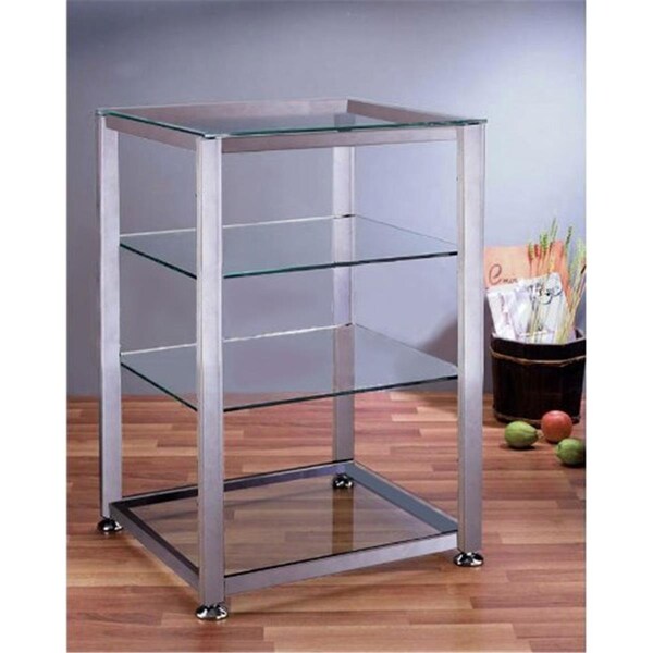 Vti Mfg 4 Silver Poles 4 Clear Glass Shelves AV Stand - VT599033