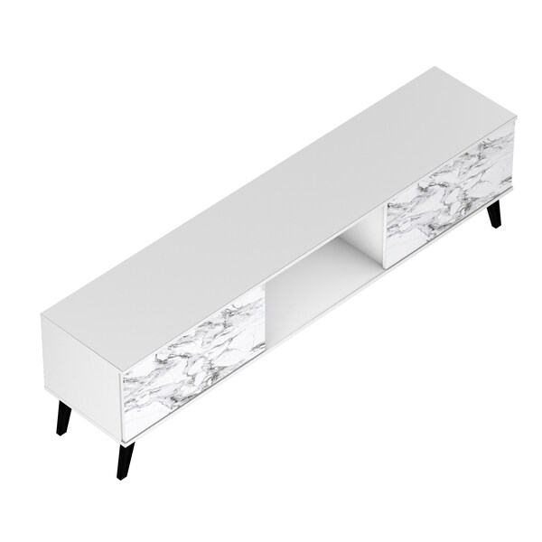 Manhattan Comfort Doyers 70.87 TV Stand, White and Marble Stamp - 176AMC208
