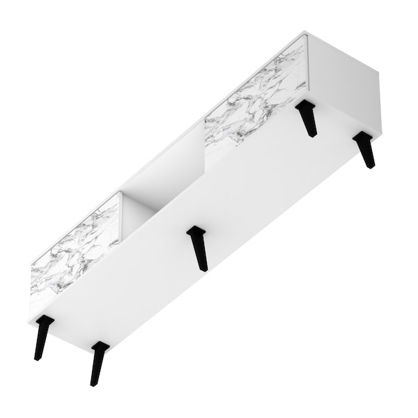 Manhattan Comfort Doyers 70.87 TV Stand, White and Marble Stamp - 176AMC208