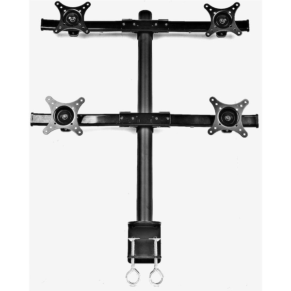 Abacus QUAD 4 Monitors Mount Screens Adjustable Tilt Swivel 360 Deg Rotation - 13 to 27 in. - Black - AB2976045