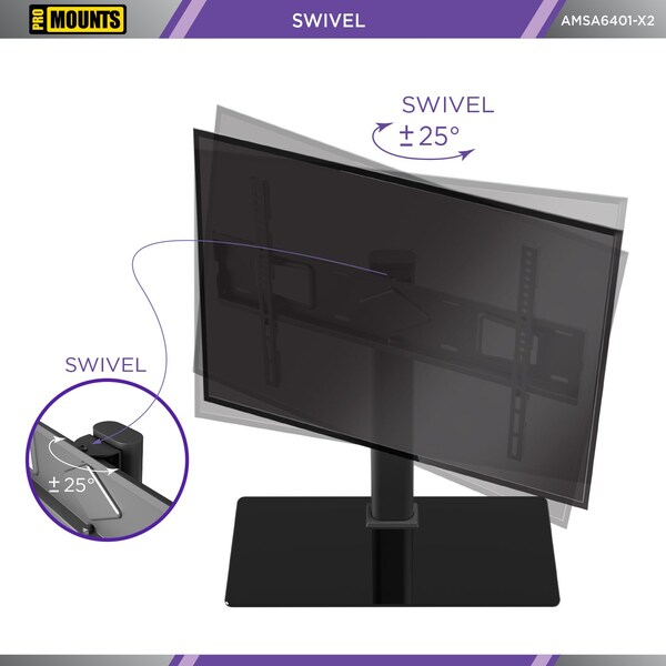 Promounts Tabletop TV Stand with Mount for TVs 37 in. - 72 in. Up to 99 lbs - AMSA6401