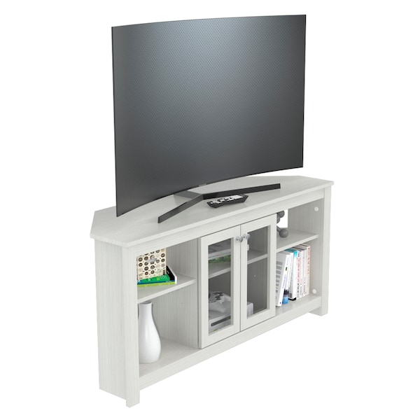 Inval Corner TV Stand 50 in. W Washed Oak Fits TVs Up to 60 in. with Adjustable Shelves - MTV-20119