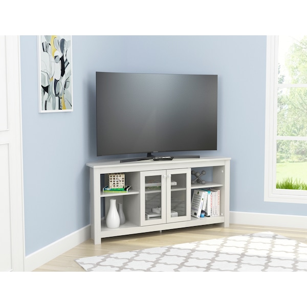 Inval Corner TV Stand 50 in. W Washed Oak Fits TVs Up to 60 in. with Adjustable Shelves - MTV-20119