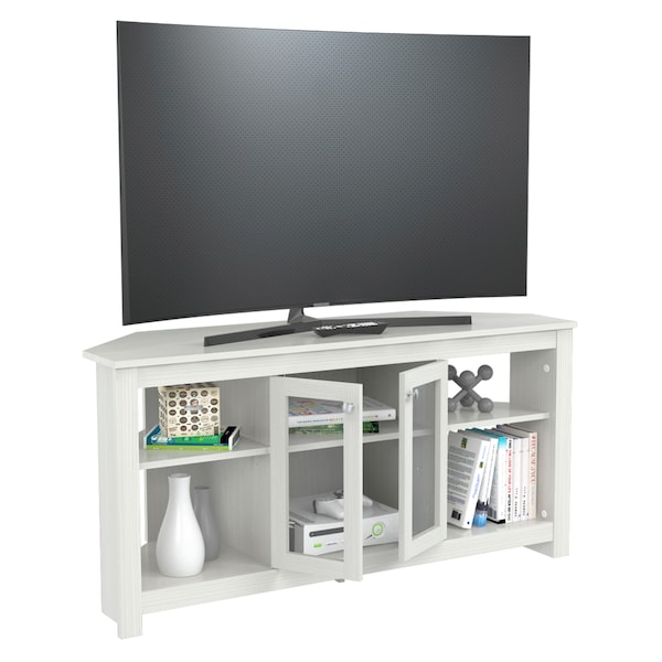 Inval Corner TV Stand 50 in. W Washed Oak Fits TVs Up to 60 in. with Adjustable Shelves - MTV-20119