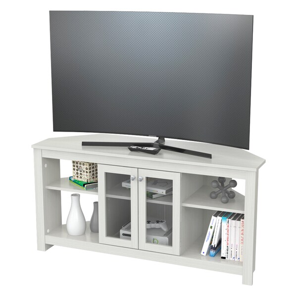 Inval Corner TV Stand 50 in. W Washed Oak Fits TVs Up to 60 in. with Adjustable Shelves - MTV-20119